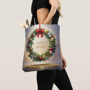 Festlicher Weihnachtskranz Feiertags-Tragetasche