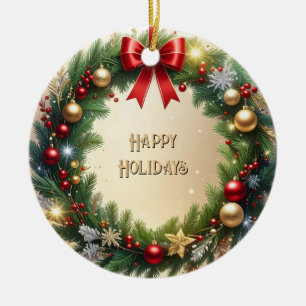 Festlicher Weihnachtskranz Feiertagsdekoration Keramik Ornament