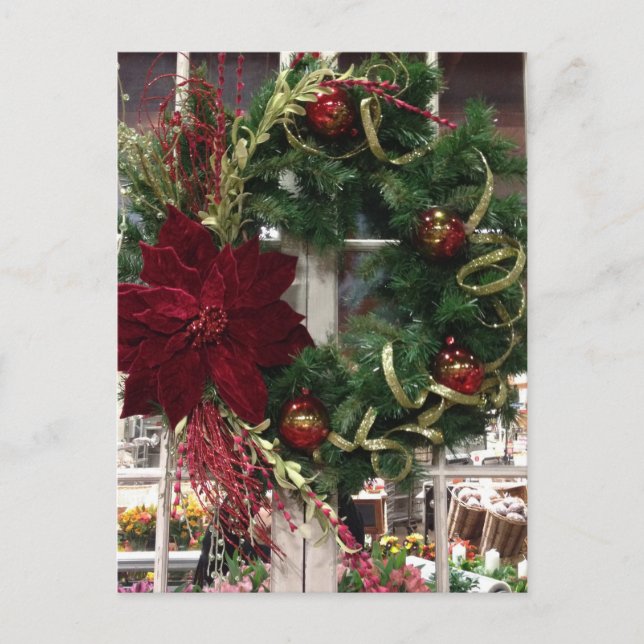 Festlicher WeihnachtsKranz Feiertagspostkarte (Vorderseite)