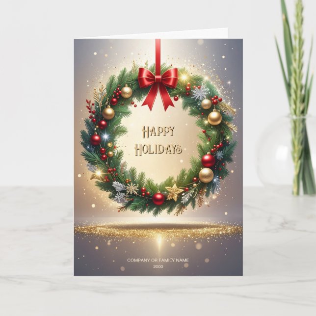 Festlicher Weihnachtskranz Urlaub Karte (Vorderseite)