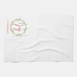 Festlicher Weihnachtskranz Wasserfarbe Personalisi Geschirrtuch