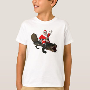 Festlicher Weihnachtsmann, der einen Alligator T-Shirt