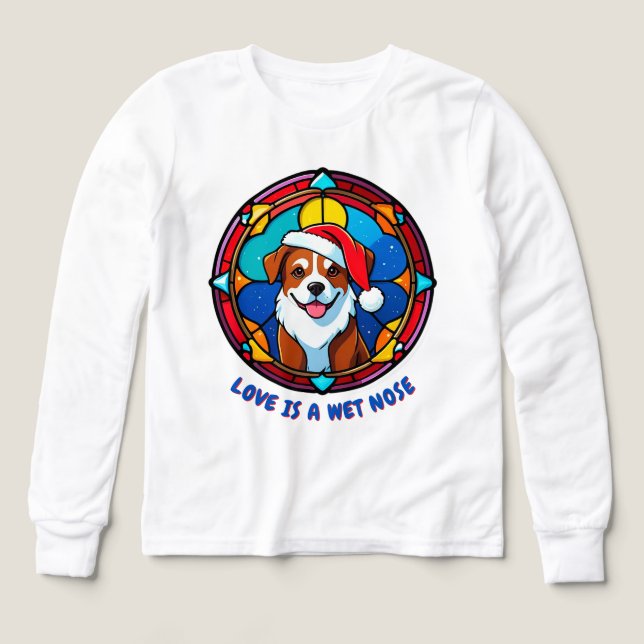 Festlicher Weihnachtsmann-Hund-Cartoon (Design Vorderseite)