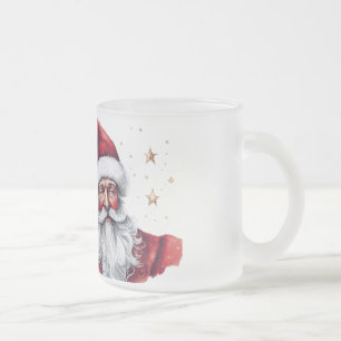 Festlicher Weihnachtsmann mit Stars Mattglastasse