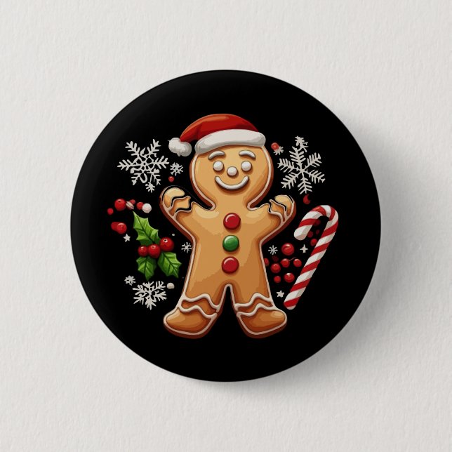 Festlicher Weihnachtsmann- oder Nikolaus- Lebkuche Button (Vorderseite)