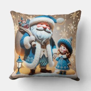 Festlicher Weihnachtsmann und Kind Kissen