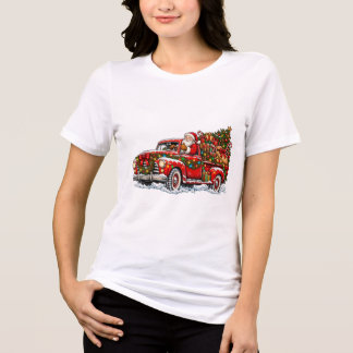 Festlicher Weihnachtsmann-Weihnachts-Pickup-Truck Tri-Blend Shirt