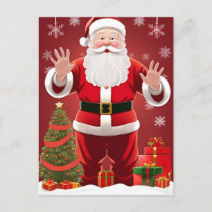 🎄 Festlicher Weihnachtsmann & Weihnachtsbaum-Magi Postkarte