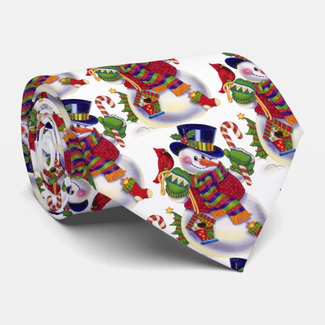 Festlicher Weihnachtssnowman Feiertag deckte Krawatte (Gerollt)