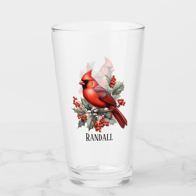Festlicher Weihnachtsweihnachtsweih Kardinal hinzu Glas (Vorderseite)