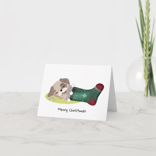 Festlicher Welpe Feiertagskarte (Vorderseite)