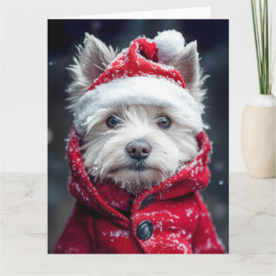 Festlicher Westie im Schnee Karte