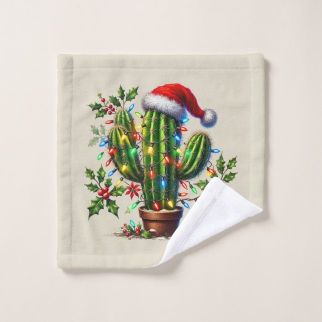 Festlicher westlicher Weihnachtskaktus Waschlappen (Waschlappen)