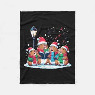 Festlicher Winter Capybara Weihnachten Fleecedecke