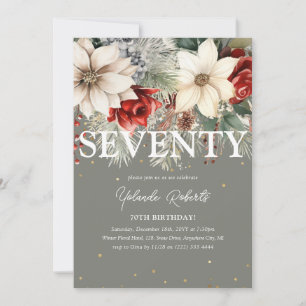 Festlicher Winter Florals 70. Geburtstag Einladung
