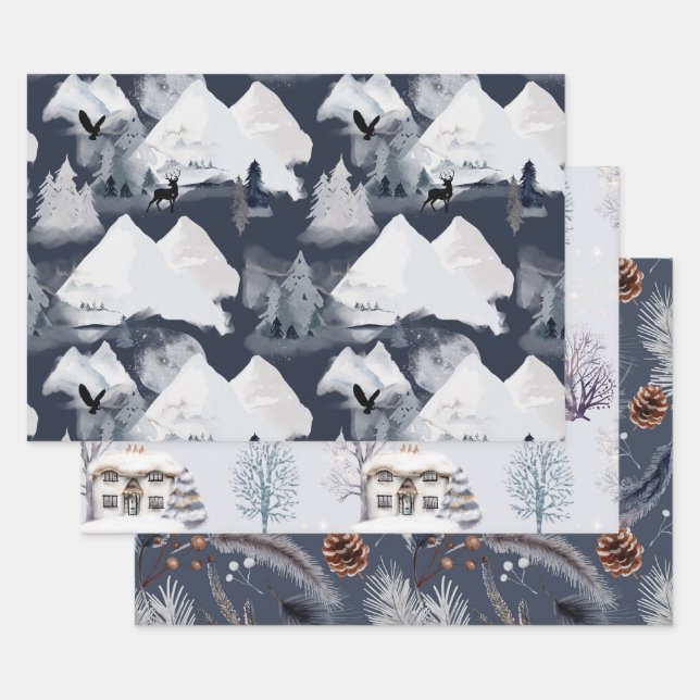 Festlicher Winter Geschenkpapier Set (Set)