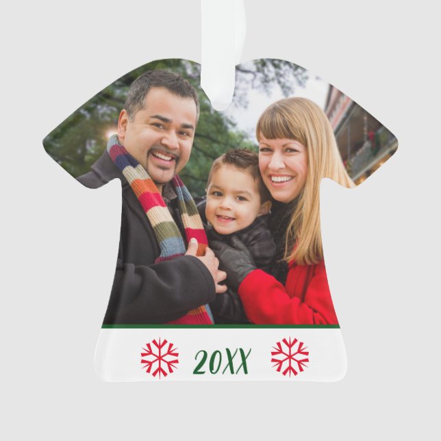 Festliches 2-seitiges Foto Schneeflocken Weihnacht Ornament (Vorderseite)