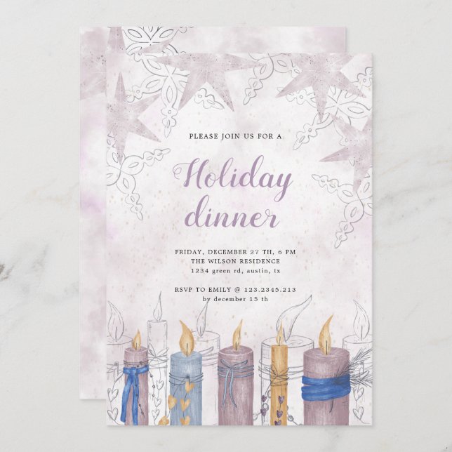 Festliches Abendessen in Pastellfarben Karte (Vorne/Hinten)