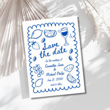 Festliches Blaues Küstenhochzeit Save the Date