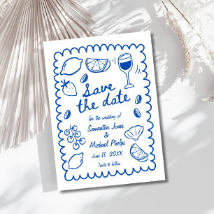 Festliches Blaues Küstenhochzeit Save the Date