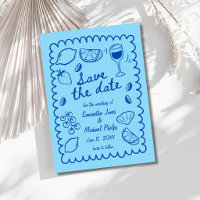 Festliches Blaues Küstenhochzeit Save the Date