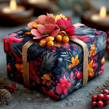 Festliches Blumen- und Kiefern-Weihnachtsmuster in