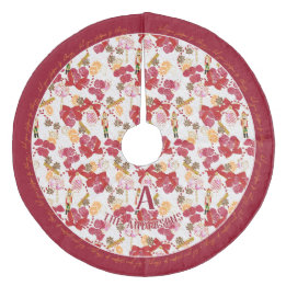 Festliches Botanisches Ornament mit Monogramm in S Fleece Weihnachtsbaumdecke