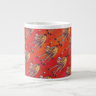 Festliches Camel-Muster auf Rot Jumbo-Tasse