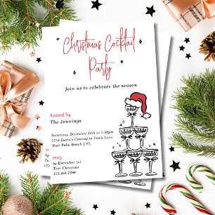 Festliches Champagnerturm Weihnachtscocktail Party Einladung