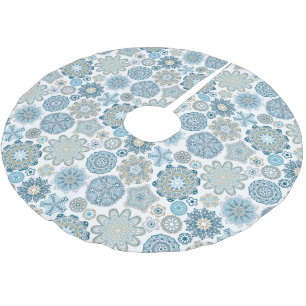 Festliches Chic Florales Mandala-Schneeflocken-Mus Polyester Weihnachtsbaumdecke