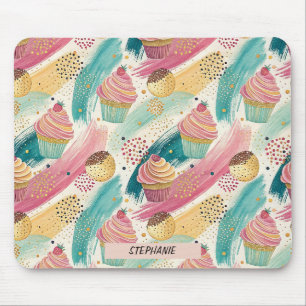 Festliches Cupcake & Brushstroke Celebration Patte Mousepad