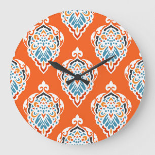 Festliches Damast-Vintage-Muster, elegantes Design Große Wanduhr