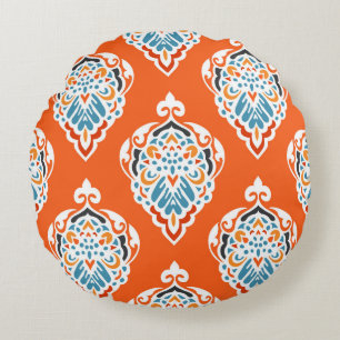 Festliches Damast-Vintage-Muster, elegantes Design Rundes Kissen