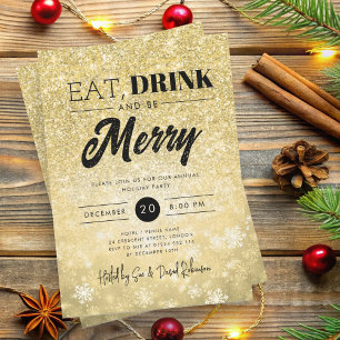 Festliches "Eat & Drink" Gold Holiday Weihnachten  Einladung