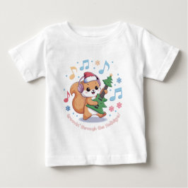 Festliches Eichhörnchen Gitarre spielen umgeben vo Baby T-shirt