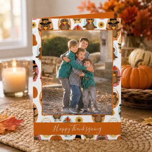 Festliches Erntedankfest Familienfoto Karte