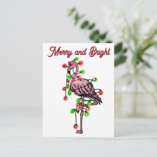 Festliches Feiertags-Flamingo rote grüne Xmas-Lic Postkarte