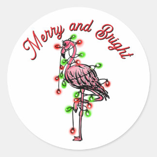 Festliches Feiertags-Flamingo  rote grüne Xmas-Lic Runder Aufkleber