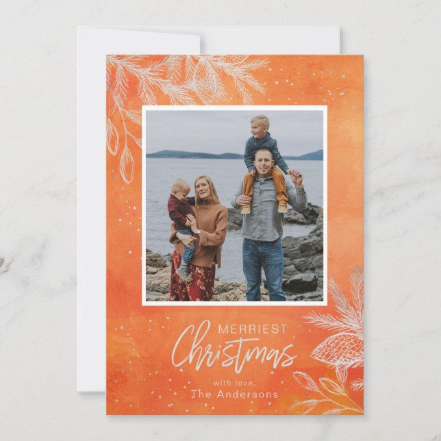 Festliches Foto Frohe Weihnachtsschneeflocke Feiertagskarte (Vorderseite)