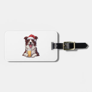 Festliches Furry Grin Border Collis Weihnachtslied Gepäckanhänger