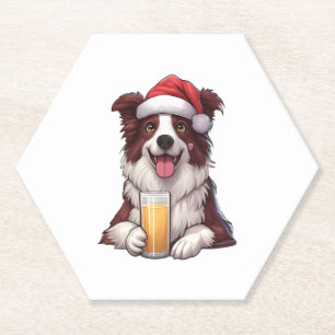 Festliches Furry Grin Border Collis Weihnachtslied Untersetzer