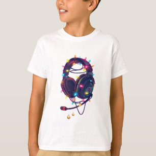 Festliches Gamer-Headset mit Weihnachtsbeleuchtung T-Shirt