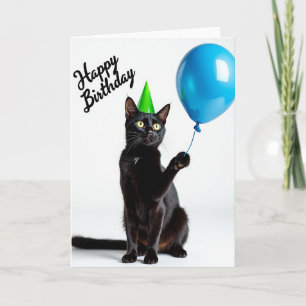 Festliches Geburtstagskartenmotiv mit Katze Karte