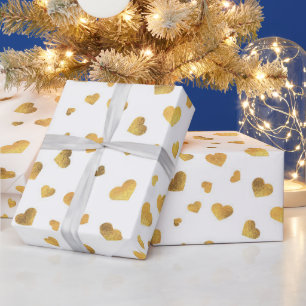 Festliches Gold-Konfetti-Herzen-Geschenk Geschenkpapier