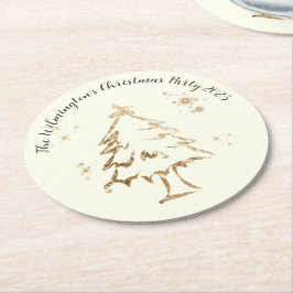 Festliches Goldenes Party Runder Pappuntersetzer