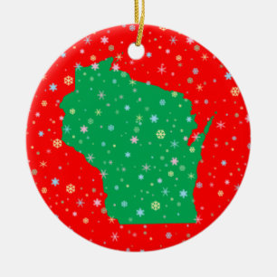 Festliches Grün auf roter Karte von Keramik Ornament