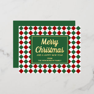 Festliches Grün Häkchen Frohe Weihnachten Gold Folien Feiertagspostkarte