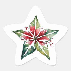 Festliches Grün und Rot Weihnachtsfest Stern-Aufkleber