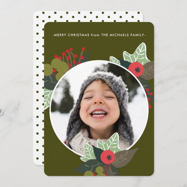 Festliches grünes botanisches Foto Weihnachten (Vorne/Hinten)