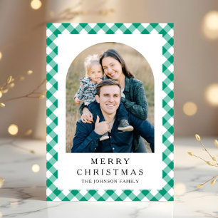 Festliches grünes Gingham-Foto Weihnachten